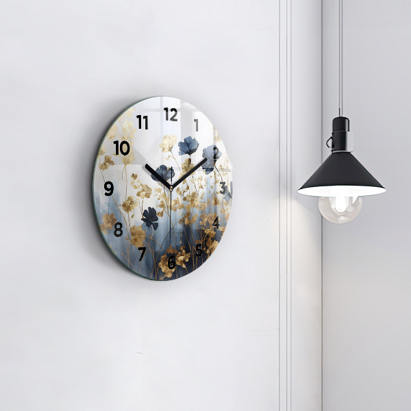 Orologio rotondo in vetro Fiori astratti