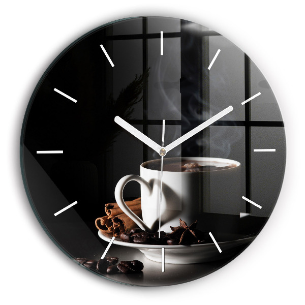 Orologio rotondo in vetro Una tazza di caffè