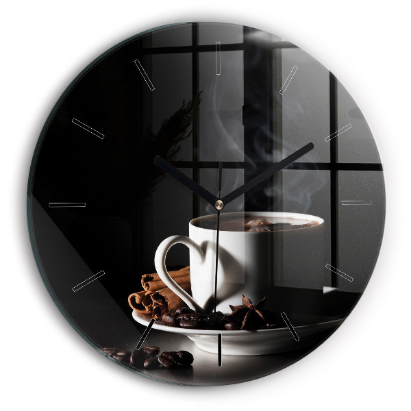 Orologio rotondo in vetro Una tazza di caffè