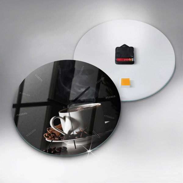 Orologio rotondo in vetro Una tazza di caffè