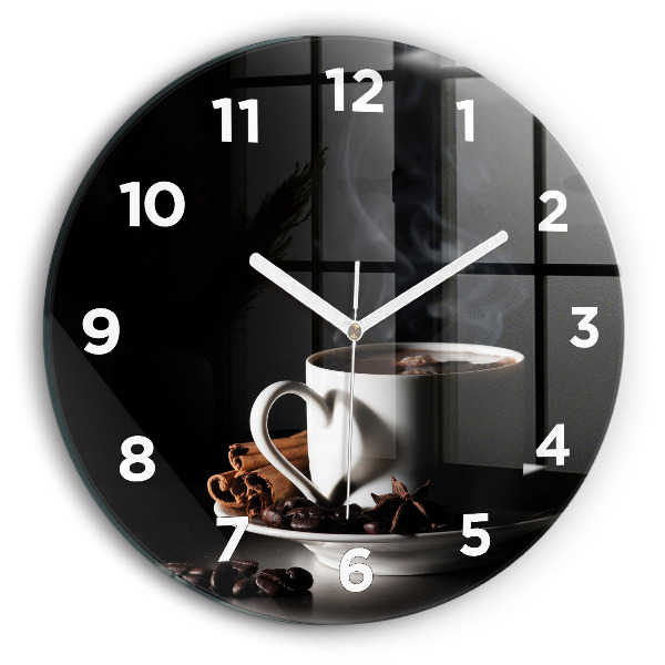 Orologio rotondo in vetro Una tazza di caffè