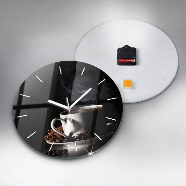 Orologio rotondo in vetro Una tazza di caffè