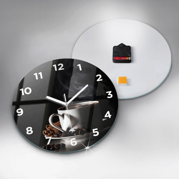 Orologio rotondo in vetro Una tazza di caffè