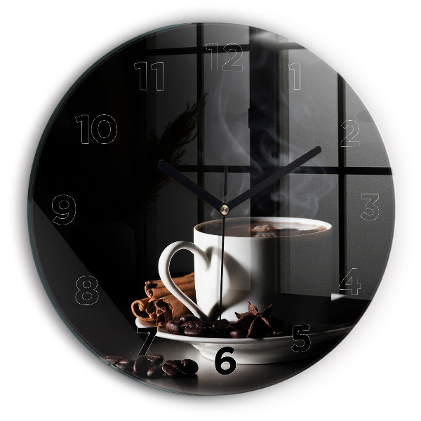 Orologio rotondo in vetro Una tazza di caffè