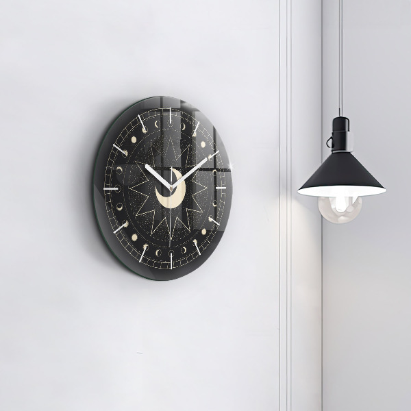 Orologio rotondo in vetro Fasi lunari