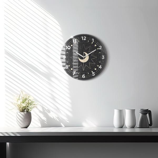 Orologio rotondo in vetro Fasi lunari