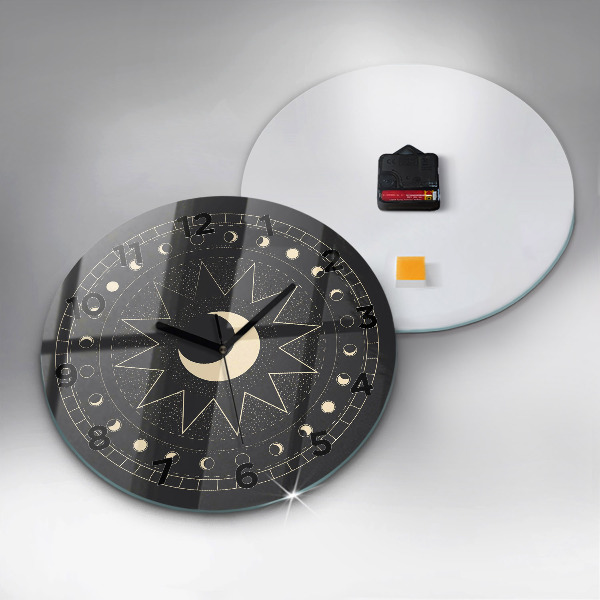 Orologio rotondo in vetro Fasi lunari