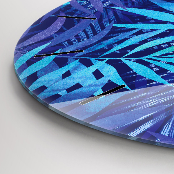Orologio rotondo in vetro Foglie blu