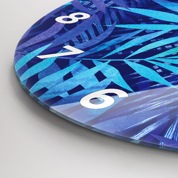 Orologio rotondo in vetro Foglie blu