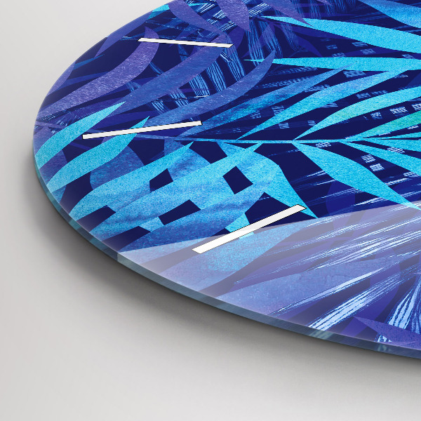 Orologio rotondo in vetro Foglie blu