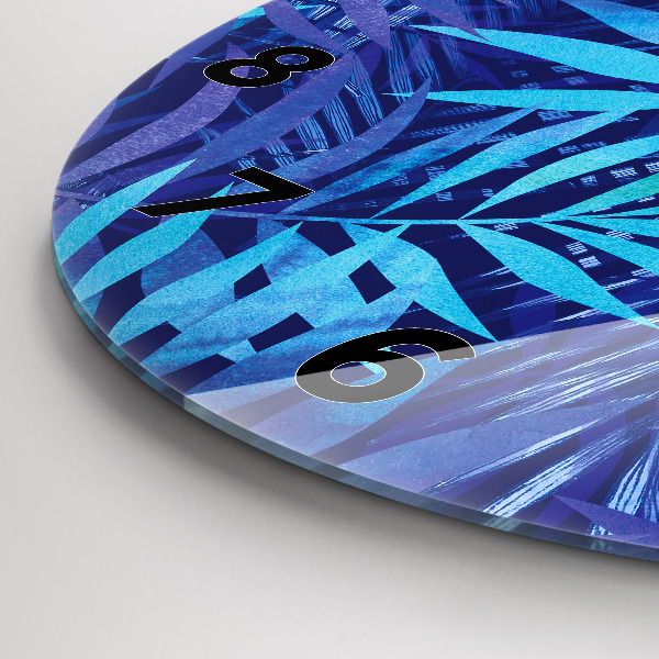 Orologio rotondo in vetro Foglie blu