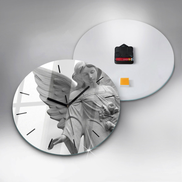 Orologio rotondo in vetro Scultura di un vecchio angelo