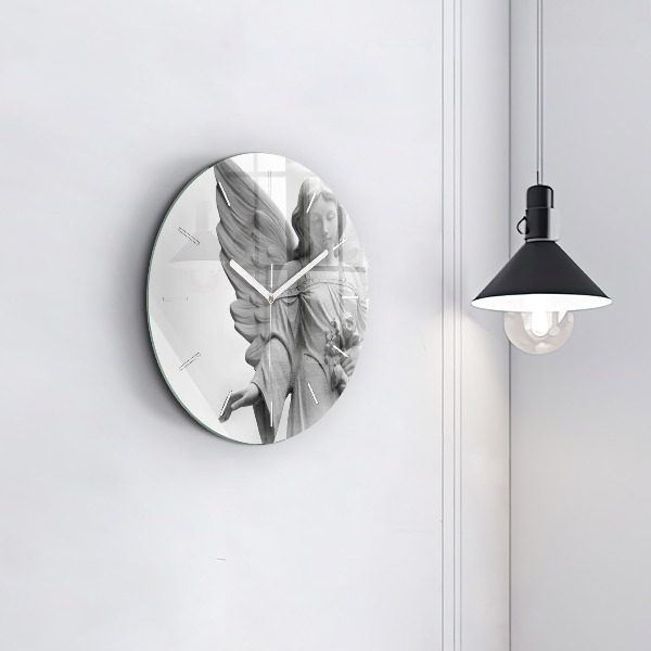 Orologio rotondo in vetro Scultura di un vecchio angelo