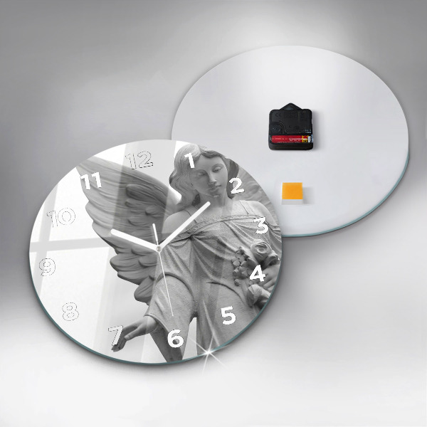Orologio rotondo in vetro Scultura di un vecchio angelo
