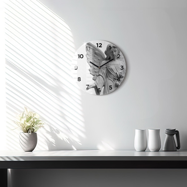 Orologio rotondo in vetro Scultura di un vecchio angelo