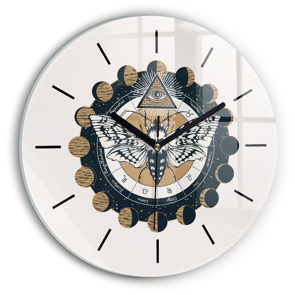 Orologio rotondo in vetro Fasi lunari e l'occhio