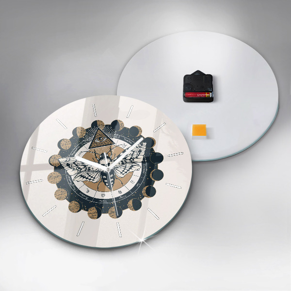 Orologio rotondo in vetro Fasi lunari e l'occhio
