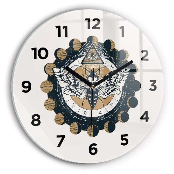 Orologio rotondo in vetro Fasi lunari e l'occhio