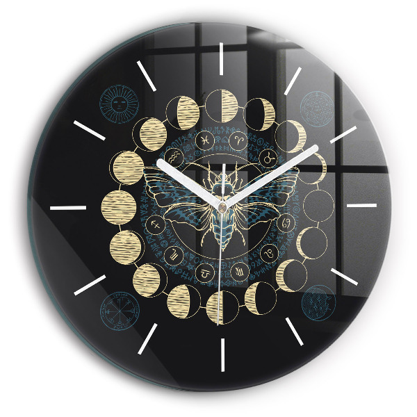 Orologio rotondo in vetro Fasi lunari e insetti