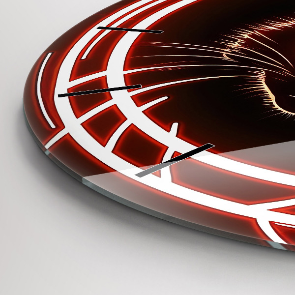 Orologio rotondo in vetro Gatto con gli occhi rossi