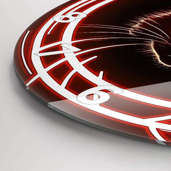 Orologio rotondo in vetro Gatto con gli occhi rossi