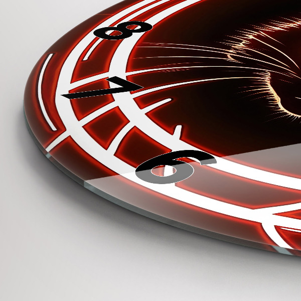 Orologio rotondo in vetro Gatto con gli occhi rossi