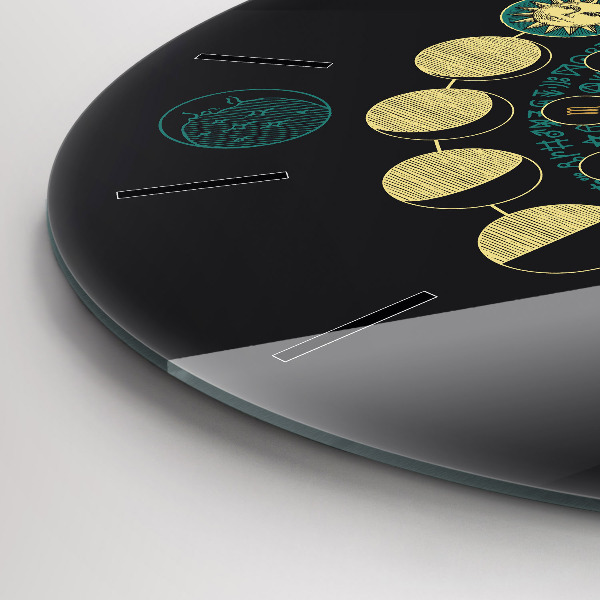 Orologio rotondo in vetro Fasi lunari e clessidra