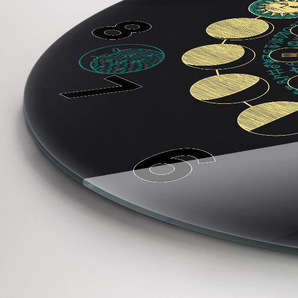 Orologio rotondo in vetro Fasi lunari e clessidra