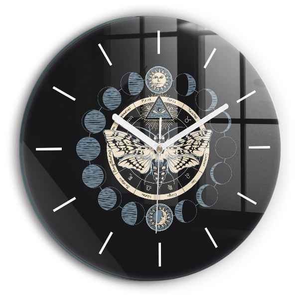 Orologio rotondo in vetro Fasi lunari