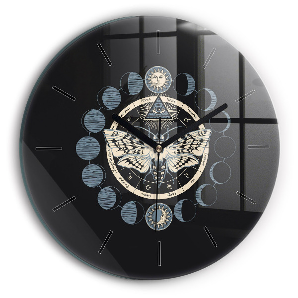 Orologio rotondo in vetro Fasi lunari