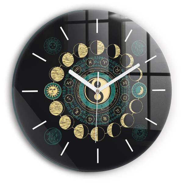 Orologio rotondo in vetro Fasi lunari