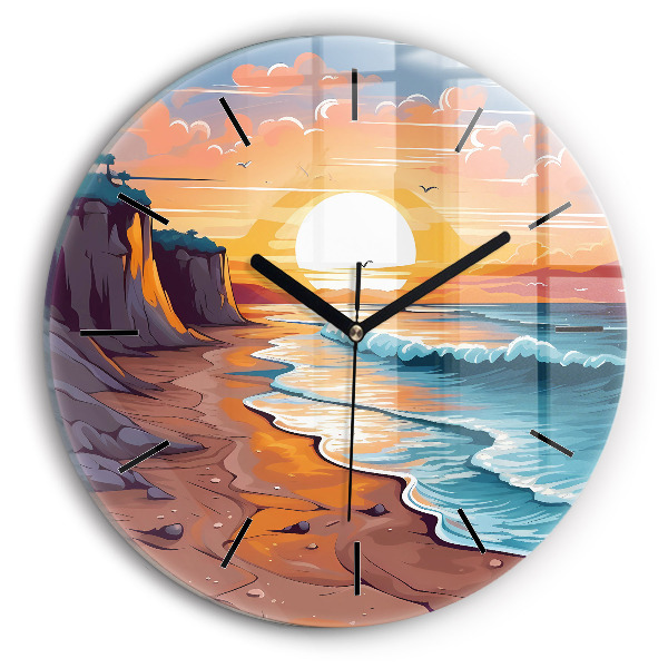 Orologio rotondo in vetro Oceano e sole da favola