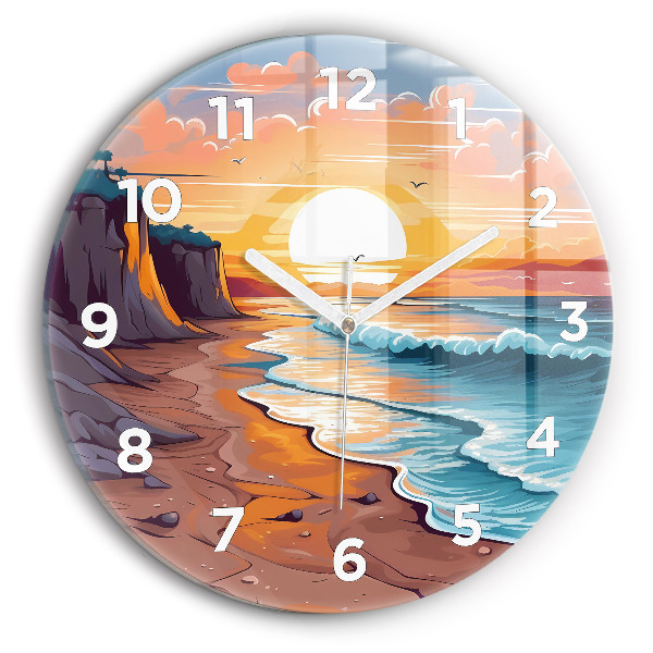 Orologio rotondo in vetro Oceano e sole da favola