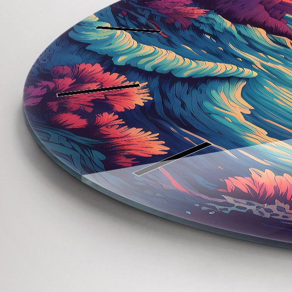 Orologio rotondo in vetro Oceano e cielo da favola