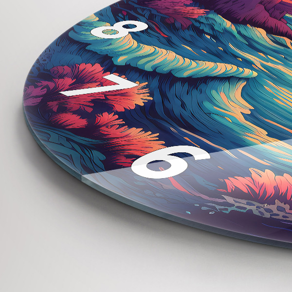 Orologio rotondo in vetro Oceano e cielo da favola