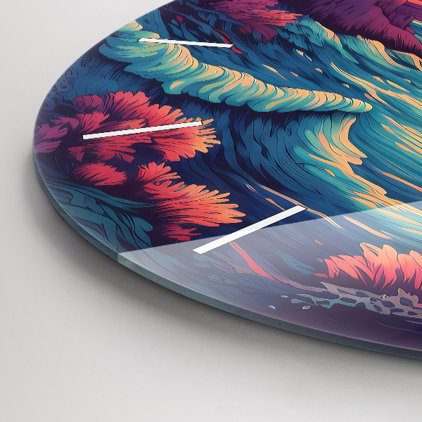 Orologio rotondo in vetro Oceano e cielo da favola