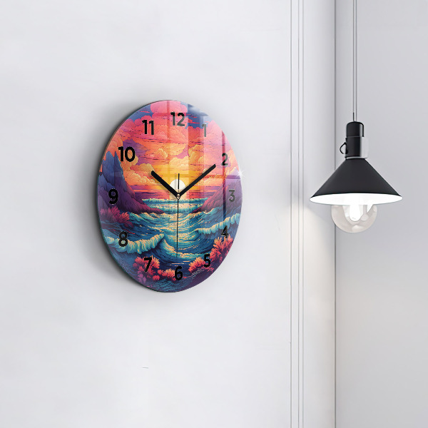 Orologio rotondo in vetro Oceano e cielo da favola