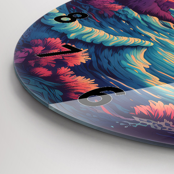 Orologio rotondo in vetro Oceano e cielo da favola