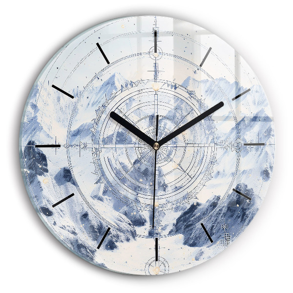 Orologio rotondo in vetro Disegni blu