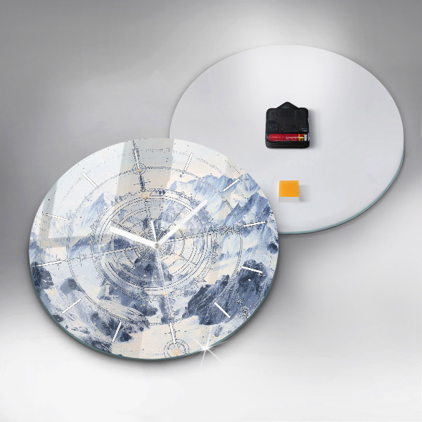 Orologio rotondo in vetro Disegni blu