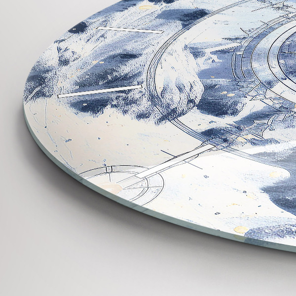 Orologio rotondo in vetro Disegni blu