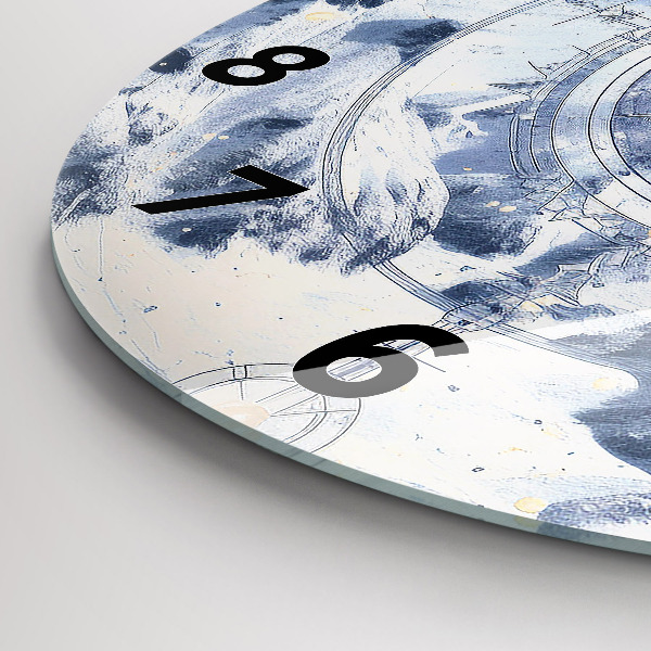 Orologio rotondo in vetro Disegni blu
