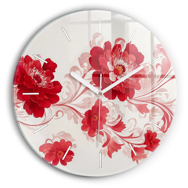 Orologio rotondo in vetro Fiori rossi