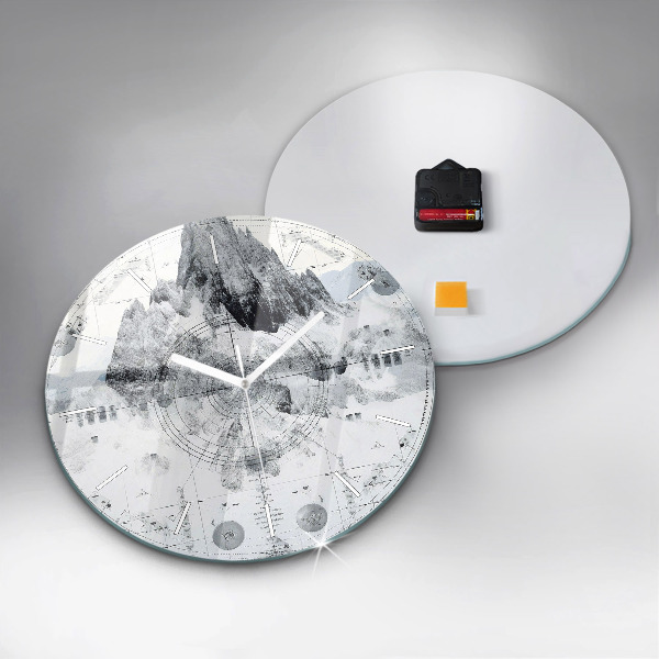 Orologio rotondo in vetro Montagne dei cartoni animati