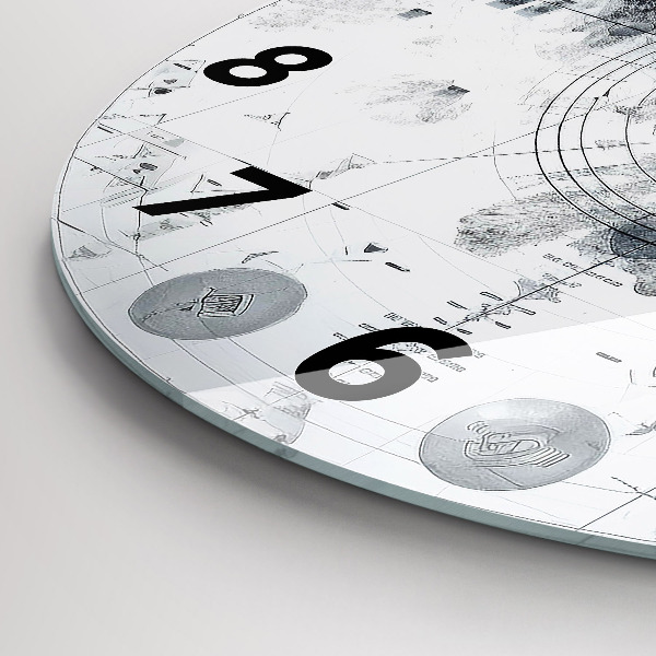 Orologio rotondo in vetro Montagne dei cartoni animati