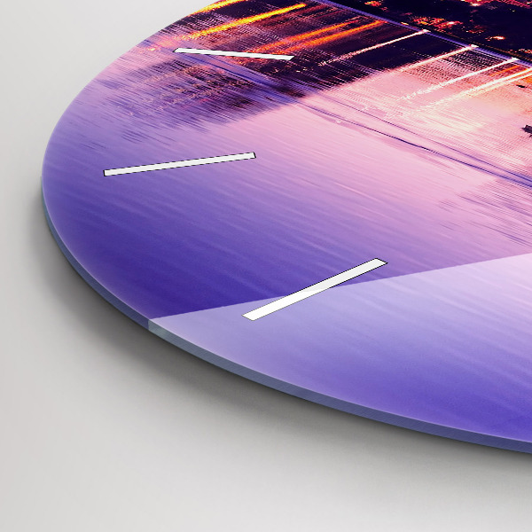 Orologio rotondo in vetro Panorama serale della città