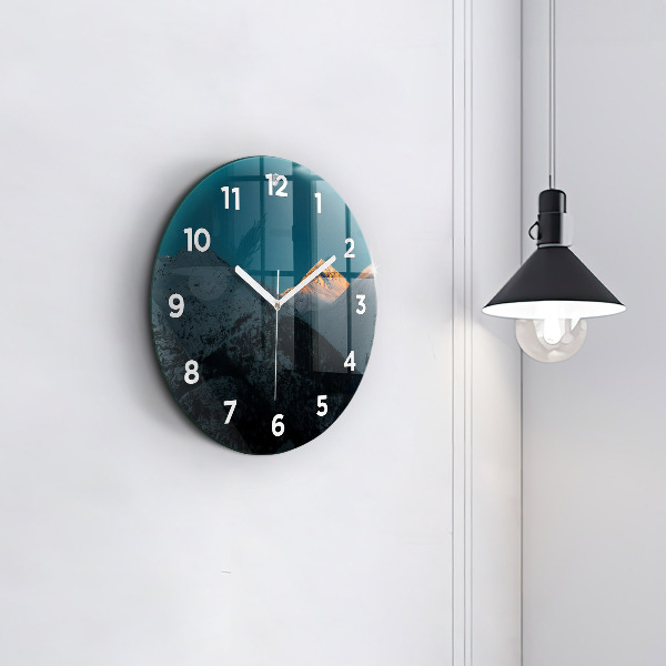 Orologio rotondo in vetro Tramonto in montagna