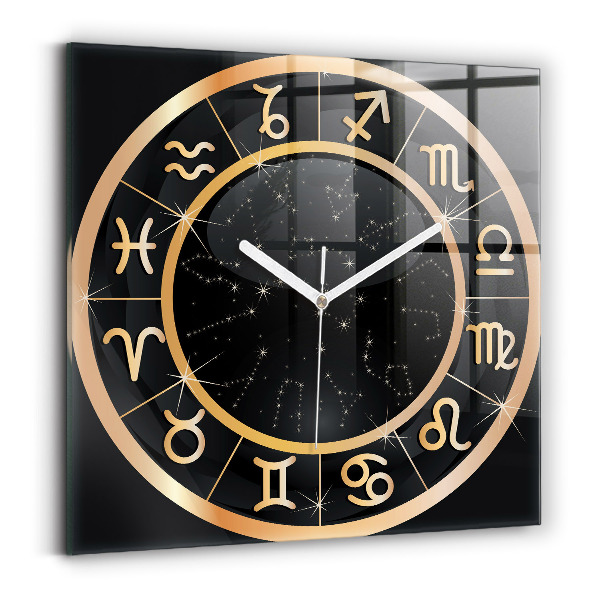 Orologio quadrato Segni zodiacali neri