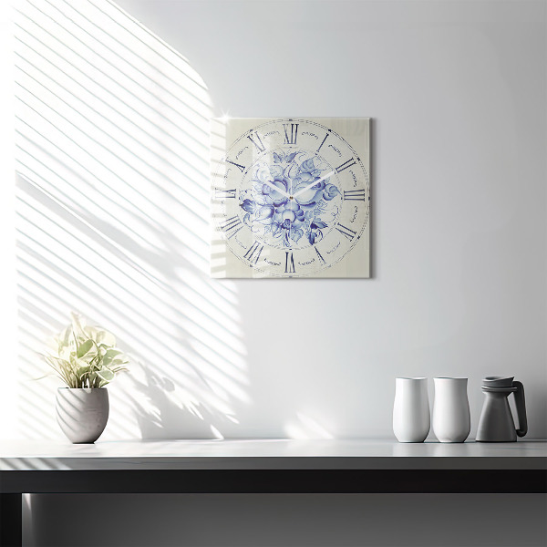 Orologio quadrato Fiori blu
