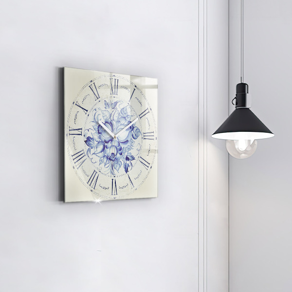 Orologio quadrato Fiori blu
